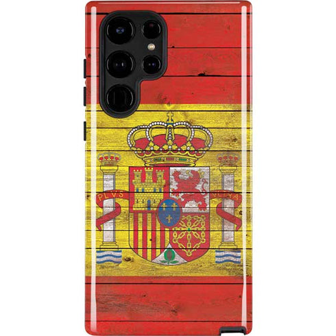 Spain Flag Dark Wood Galaxy S25 Ultra Impact Case